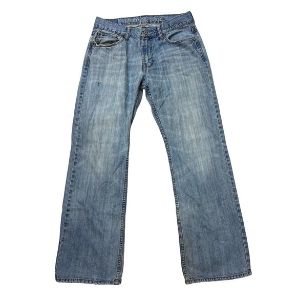 Vtg American Eagle Jeans Mens 32x32 Blue Low Rise Boot Distressed Cotton *FLAW* - Picture 1 of 10